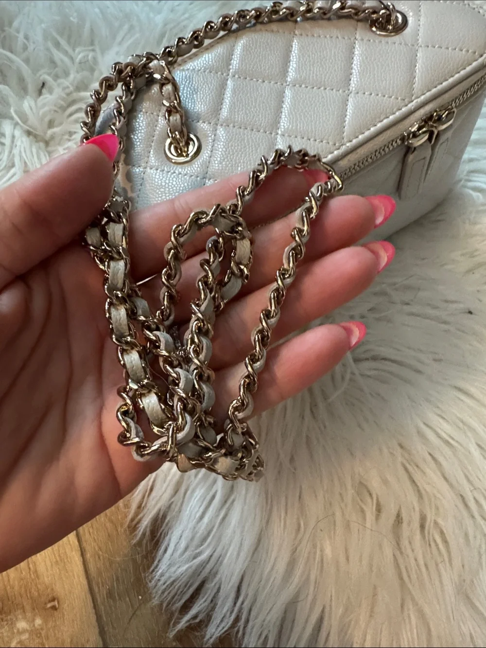 CHANEL Quilted Vanity Crossbody Bag in Cream with Gold Hardware